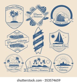 Set of Vintage Outdoor Adventure Badges. Logos, Labels and Emblems in vector