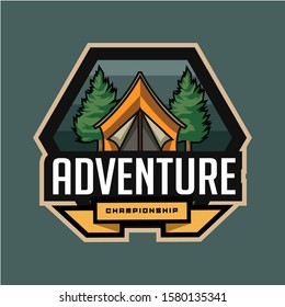 Set of vintage outdoor camp badges and logo emblems