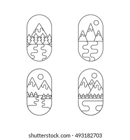 Set of vintage outdoor camp badges. Vector
