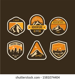 Set of Vintage Outdoor camp and Mountain Logo Badges