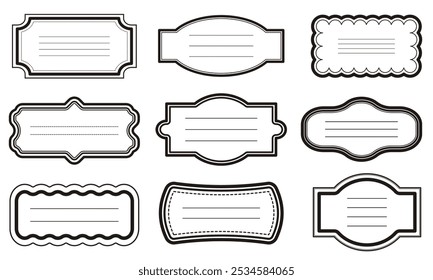 Set of Vintage Outline Frame Designs for Labels and Tags