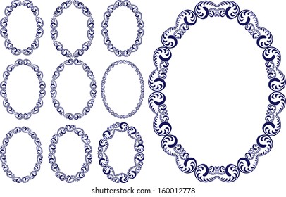 set of vintage oval frame