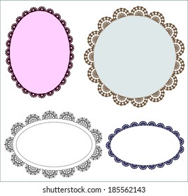 A set of vintage oval patterned lace frames