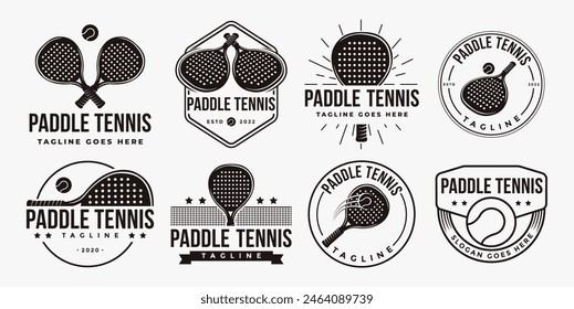 Set of Vintage Paddle Tennis logo icon vector on white background