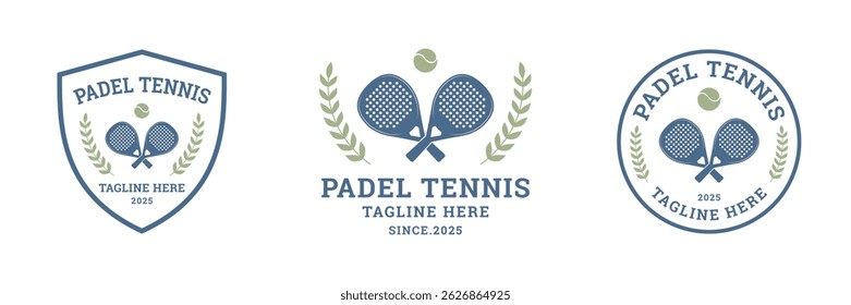 set vintage padel tennis logo vector illustration badge design
