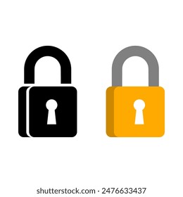 Set vintage padlock key icon flat vector design