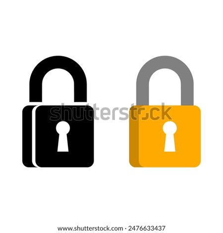Set vintage padlock key icon flat vector design