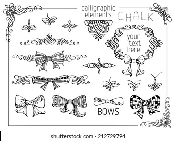 Set of vintage page decorations and dividers. Hand-drawn calligraphic elements. Ornate design elements for scrapbooking.