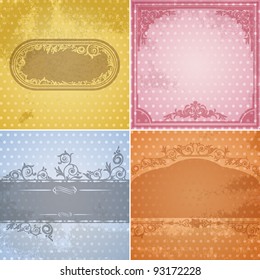 Set of vintage paper backgrounds with calligraphic frames