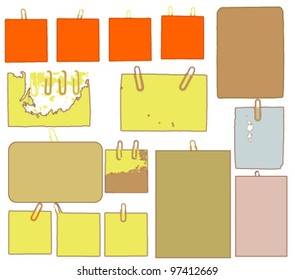 set of vintage paper notes isolated on white background . vector