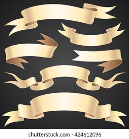 Set of vintage paper ribbons on a dark background for your design and decoration