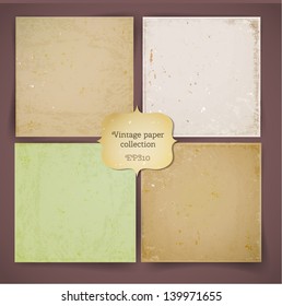 Set of vintage paper. Vector illustration.