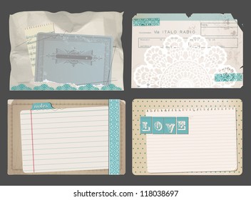 Set Of Vintage Papers - For Design Or Scrapbook - In Vector