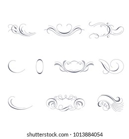 Set of Vintage Pen Stroke Ornaments