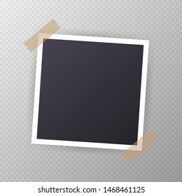 Set of vintage photo frame with adhesive tape. Vintage style. Vector illustration with adhesive tapes.