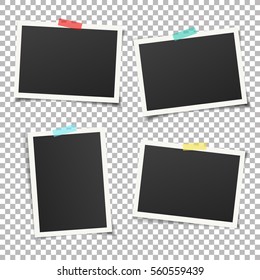 Set of vintage photo frame with adhesive tape. Vintage style.  Vector illustration with adhesive tapes. Photo realistic Vector EPS10 Mockups. Retro Photo Frame Template for your photos.