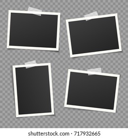 Set of vintage photo frame with adhesive tape. Vintage style.  Vector illustration with adhesive tapes. Photorealistic Vector EPS10 Mockups. Retro Photo Frame Template for your photos.