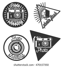 Set of Vintage photographer emblems. Vector illustration, EPS 10