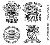 Set of vintage pirate emblems, labels, badges, logos. Isolated on white