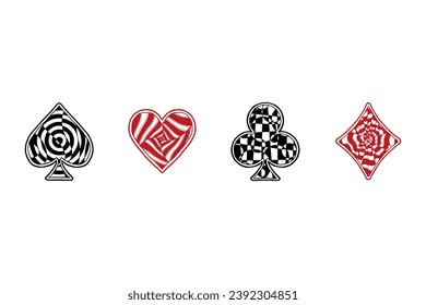 Set of Vintage Poker Card Symbols. Vector illustration on white background