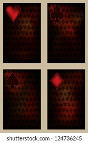 Set vintage poker cards, vector illustration