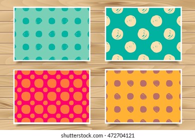 Set of vintage polka dot patterns. 4 pattern seamless design in retro style. For your graphic design