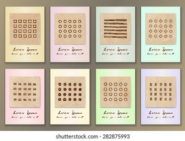 Set Vintage Posters with hand drawn ink textures. Vector illustration for banners, posters, fliers, cards, covers, brochures  etc