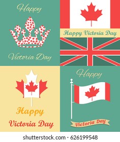 Set of vintage posters for Victoria Day in Canada