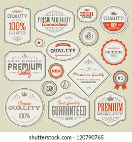 Set of vintage premium quality labels and badges