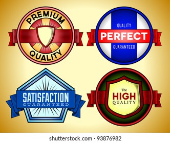 Set of vintage Premium Quality labels, woodcut styled.