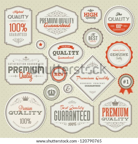 Set of vintage premium quality labels and badges