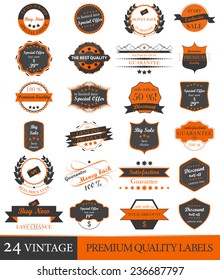 Set of vintage premium quality vector labels and ornate elements 