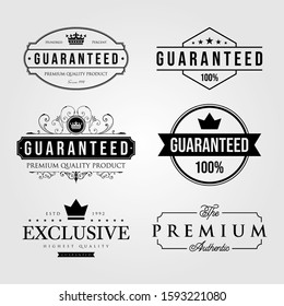set of vintage premium retro guaranteed label logo illustration vector design