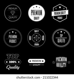 Set of vintage product quality labels - premium and top quality