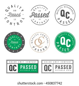 Set of vintage quality control passed stamps and stickers