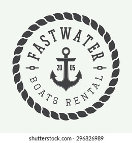 Set of vintage rafting or boat rental logo, labels and badges. Vector illustration