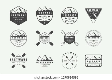 Set of vintage rafting logo, labels and badges. Graphic Art. Vector illustration.
