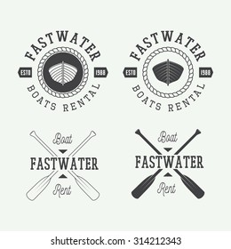 Set of vintage rafting logo, labels and badges. Vector illustration