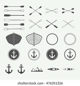 Set of vintage rafting logo, labels and badges. Vector illustration

