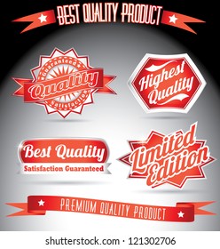 set of vintage red quality label