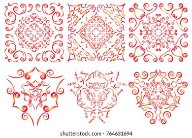 Set of the vintage red shapes