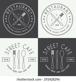 Set of vintage restaurant linear logo, badge and emblem