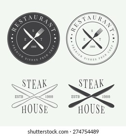 Set Of Vintage Restaurant Logo, Badge And Emblem