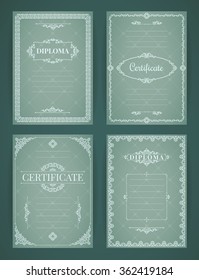 Set of Vintage Retro Backgrounds. Vector Design Templates Collection for Diploma, Certificate, Posters and other use.
