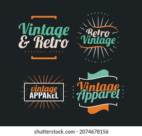 Set of Vintage and Retro Badge, Label, or Emblems for Apparel Store Logo, or Other Business. Retro Symbol for Cloth