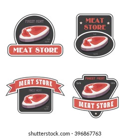 Set of vintage retro badge, label, logo design templates for meat store,  butchery market