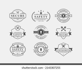 Conjunto de etiquetas de vintage retro para el localizador Elemento de diseño para la seguridad Inspiración del logotipo