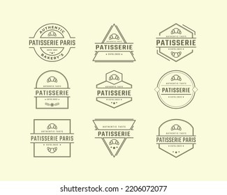 Set of Vintage Retro Badge Pastry Bakery Vector Logo Template Element