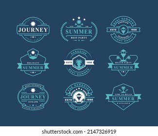 Set of Vintage Retro Badge Summer Holidays Label Typography Logo Templates for Greeting Cards, Posters and Apparel Design