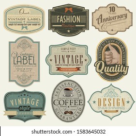 Set of vintage and retro badges, labels, background design in pastel color with sample text for marketing retail and brand promotion, create by vector
